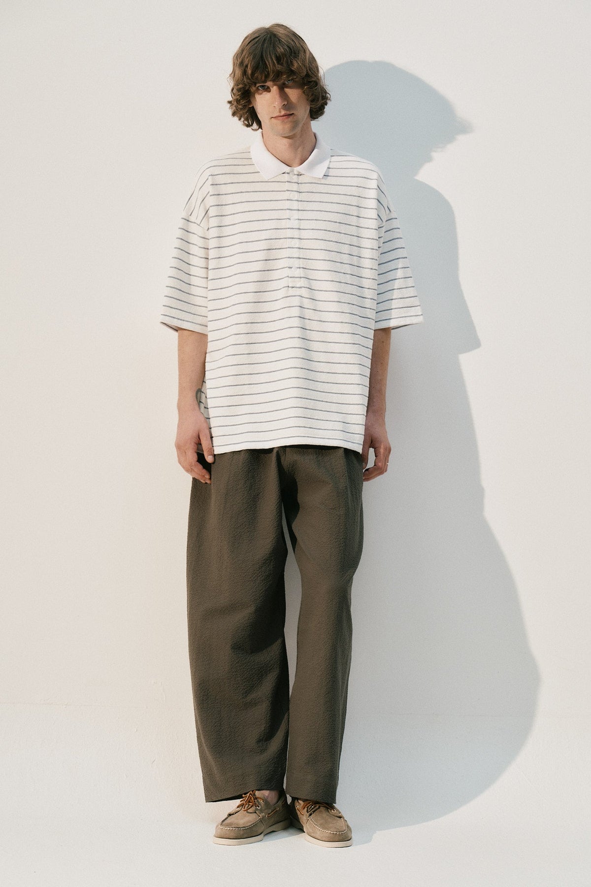 short sleeve oversized polo terry